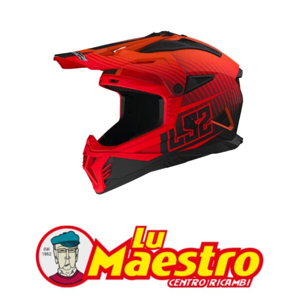 Casco Integrale Cross LS2 MX708 FAST II Duck Arancio Rosso Nero Opaco HELMET CROSS Matt Orange Red ECE 22.06