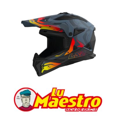 Casco Integrale Cross LS2 MX708 FAST II WASH Grigio Nero Rosso Giallo Opaco HELMET CROSS Gloss Dark Grey