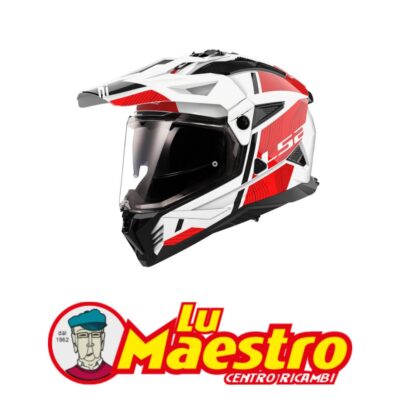 Casco Integrale LS2 MX702 PIONEER II Enduro Stradale Doppia Visiera Bianco Nero Rosso Lucido Adventure Helmet Full Face Gloss Black Red White