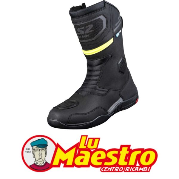 Stivali Goby Moto Touring Da Uomo LS2 Waterproof Nero Con Inserti Alta Visibilità Hi Vi