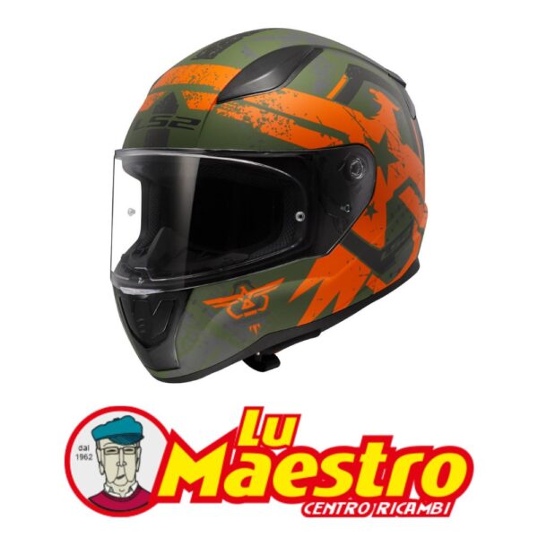 Casco per Moto Integrale Verde Arancio Thunderbirds LS2 FF353 RAPID CIRCLE Helmet Full Face Orange Green