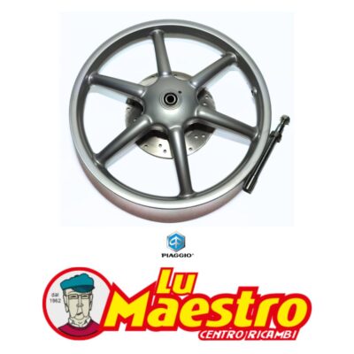 563604 Cerchio Nuovo da 16 Pollici X 1,60  Originale Piaggio per Scooter Liberty 50 125 150 6 Razze Grimeca completa di Perno Ruota e Disco Freno