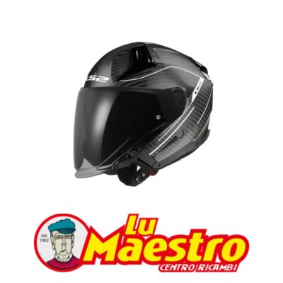 Casco JET Doppia Visiera Carbonio LS2 OF603 INFINITY II Counter Nero Lucido Bianco LS2 Carbon Open Face Helmet Gloss Cool Grey