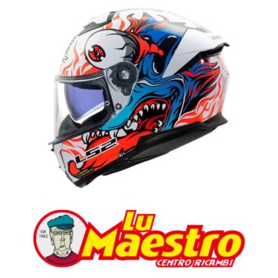 Casco Integrale Doppia Visiera LS2 FF808 STREAM II INFERNO Blu Bianco Rosso Helmet FULL FACE Blue White Red