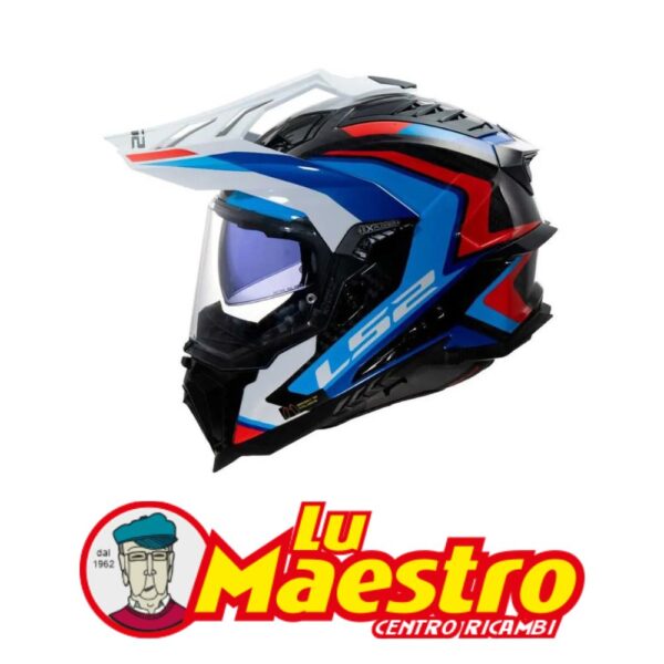 Casco Integrale LS2 MX701 EXPLORER CARBON Frontier II Enduro Stradale Doppia Visiera Bianco Nero Rosso Blu Lucido Adventure Helmet Full Face Gloss Black Red White