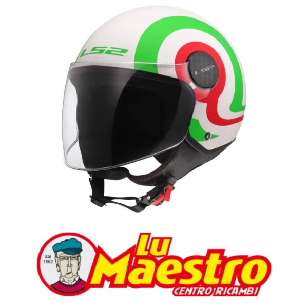 Casco JET Visiera Lunga LS2 OF558 SPHERE LUX Bianco Rosso Verde Italy Opaco LS2 Open Face Helmet SPHERE LUX Matt White Green Red