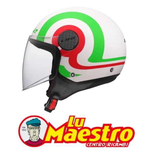 Casco JET Visiera Lunga LS2 OF558 SPHERE LUX Bianco Rosso Verde Italy Opaco LS2 Open Face Helmet SPHERE LUX Matt White Green Red