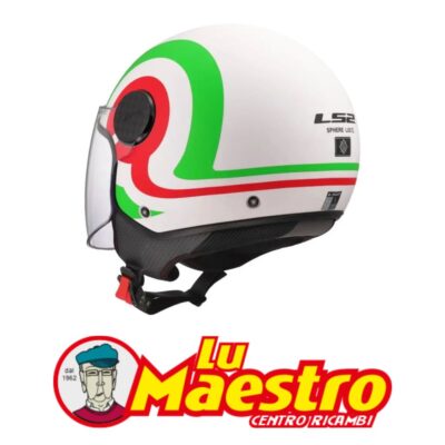 Casco JET Visiera Lunga LS2 OF558 SPHERE LUX Bianco Rosso Verde Italy Opaco LS2 Open Face Helmet SPHERE LUX Matt White Green Red