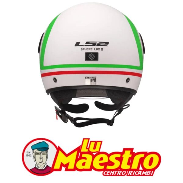 Casco JET Visiera Lunga LS2 OF558 SPHERE LUX Bianco Rosso Verde Italy Opaco LS2 Open Face Helmet SPHERE LUX Matt White Green Red