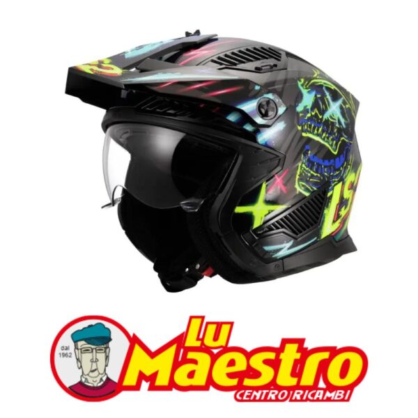 Casco con Mentoniera Staccabile LS2 Drifter OF606 Rayz Blu Nero Gloss Blue Black Flip Up Ls2 Helmet