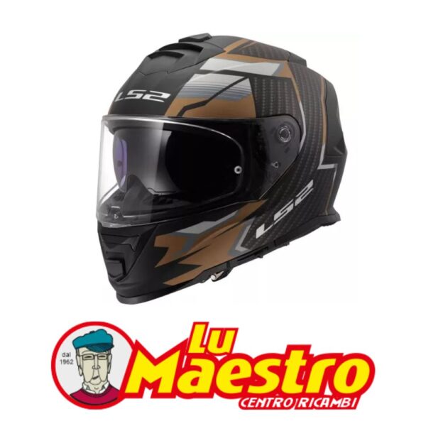 Casco Integrale LS2 FF800 STORM II Tracker Nero Grigio Oro Opaco Helmet Full Face